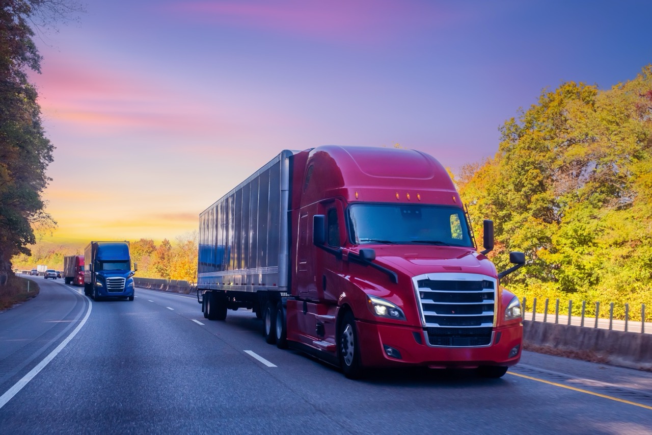 Semi-truck driving on the highway